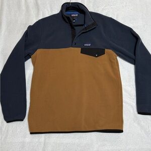 Patagonia Blue and Brown Fleece Pullover